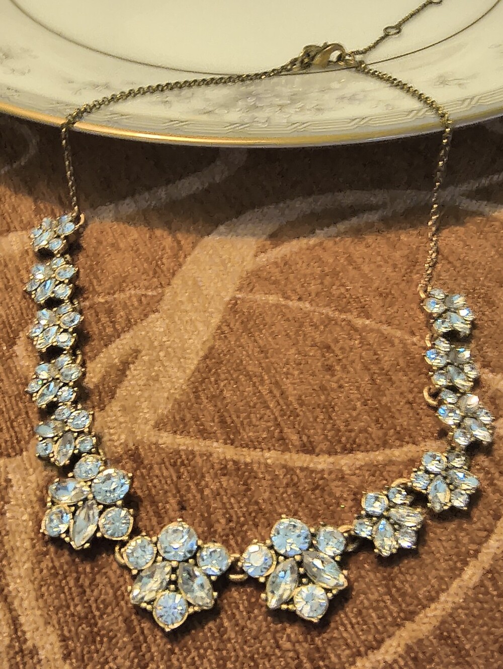 J. Crew Signed Clear Faceted Crystal Floral Necklace